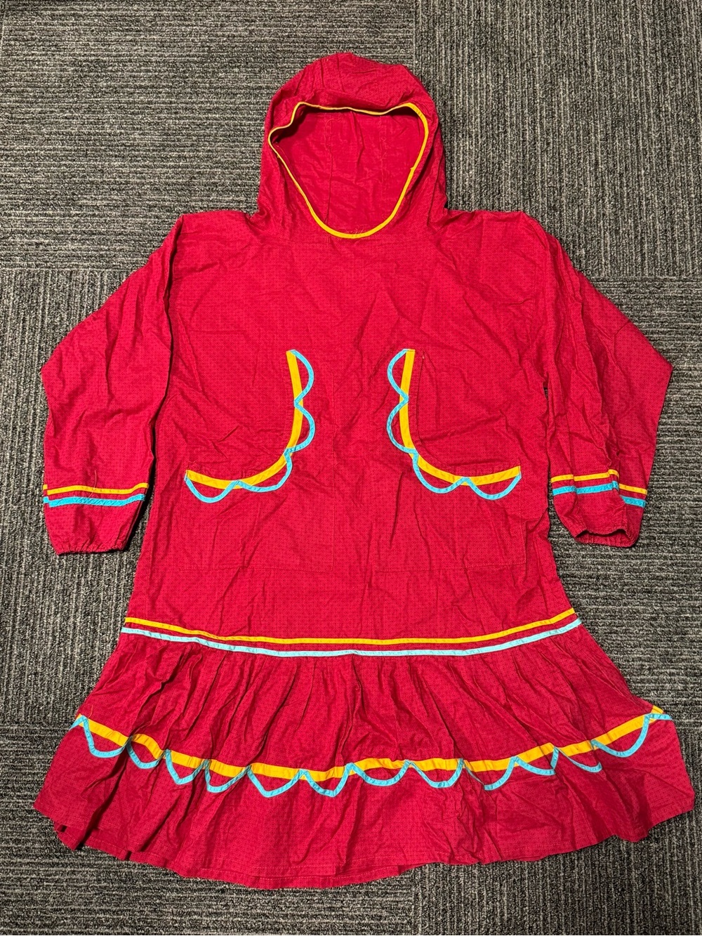 Traditional Native American Parka Dress with Colorful Trim